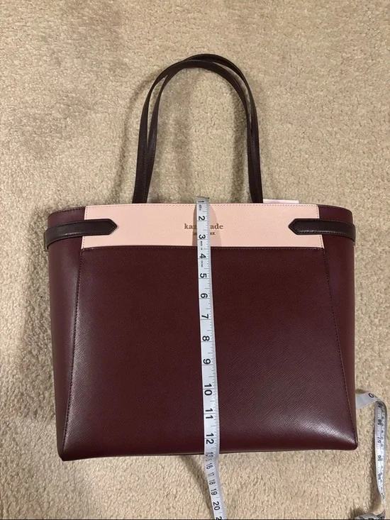 Kate Spade New York Burgundy & Blush Tote Bag + Matching Wallet Set - Picture 3 of 13